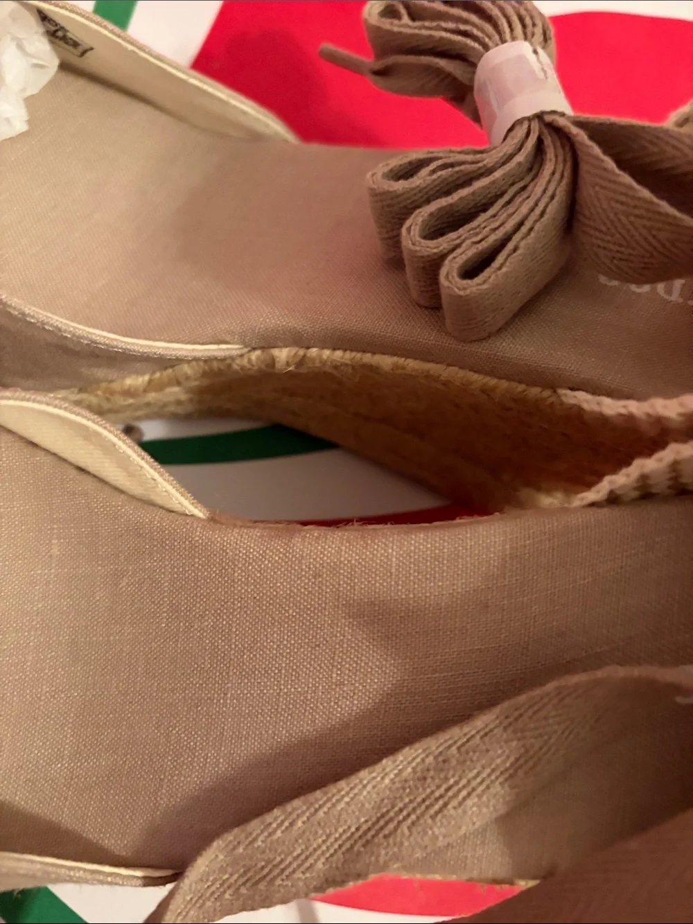 Soludos Beige Linen Espadrille Wedge Wrap Sandals
